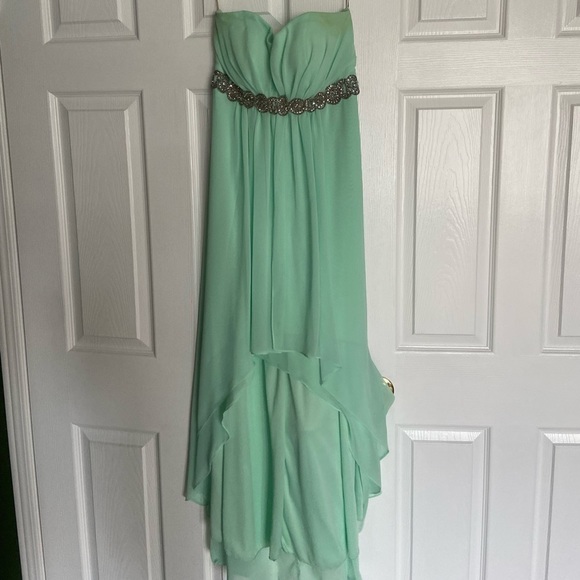 Juno Dress Collection Mint Green High Low Strapless Prom Dress - Picture 3 of 8